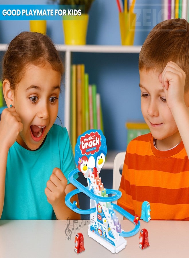 ZEICO Penguin Slide Toy Set – Stair Climbing Roller Coaster with Sliding Tracks, 9 Racing Penguins & 3 Switch – Lights, Music & Quiet Mode – Educational Playset for Kids Toddlers Boys & Girls - Image 5